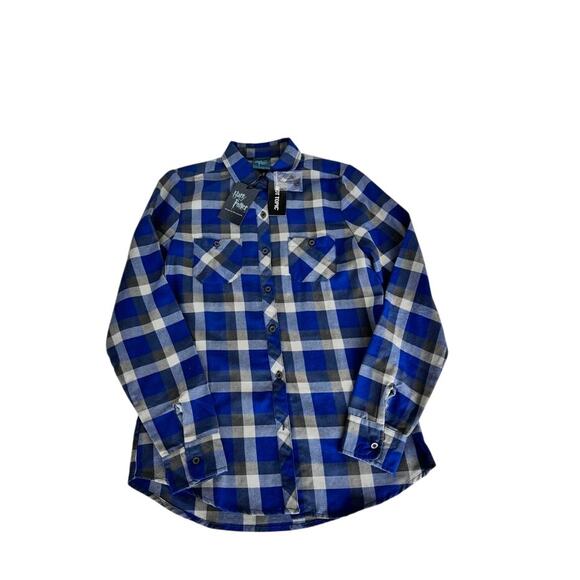 Official Harry Potter Ravenclaw Plaid Flannel Button-Down Shirt-NWT - Picture 5 of 11